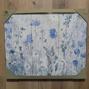 Blue and White Floral Canvas Art